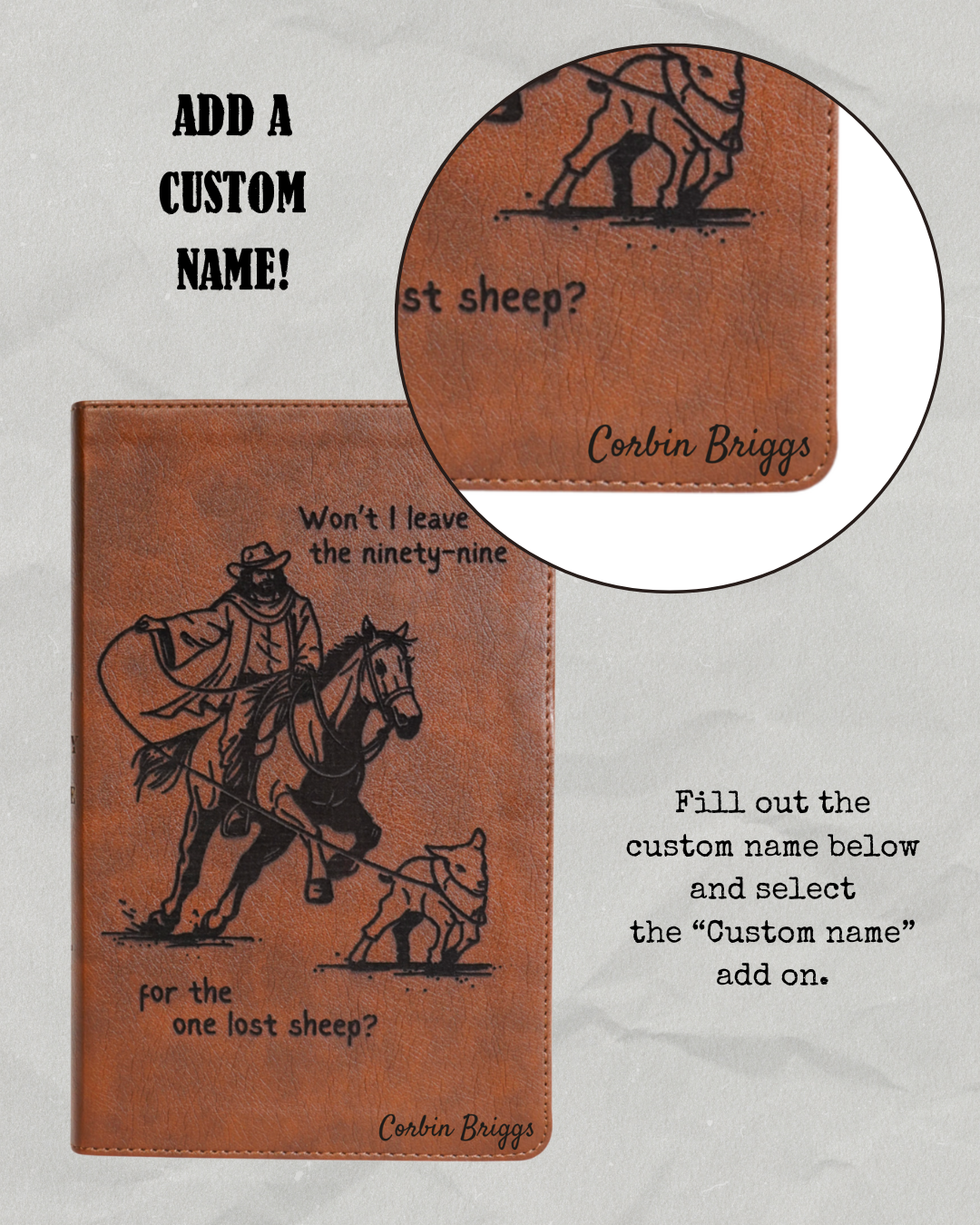 Laser Engraved Cowboy Bible